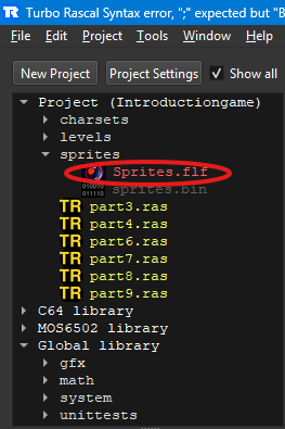 Navigera till Sprites.flf